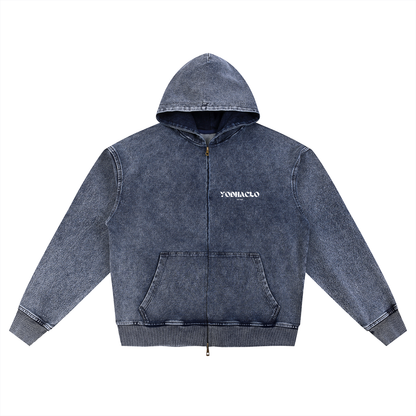 Bhagat Singh Freedom Zipper Hoodie – Washed Black Edition