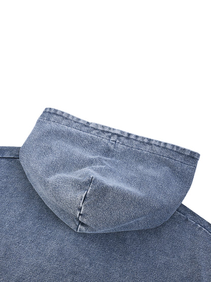 Bhagat Singh Freedom Zipper Hoodie – Washed Black Edition